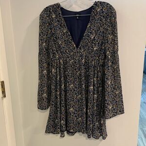 Lucca Floral Print Mini Dress - Blue